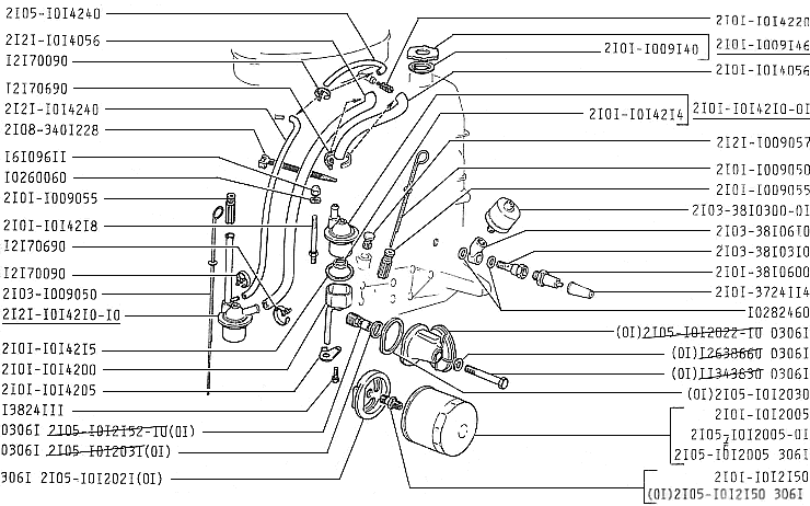 Каталог автозапчастей для ВАЗ 2107 :: Двигатель :: Система смазки :: Маслоотделитель и фильтр масляный